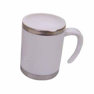 Caneca branca c/ tampa em Polipropileno 400ml